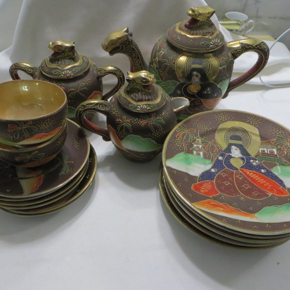 Satsuma Moriage 20 PC Tea Set Japanese Dragonware - Picture 2 of 8